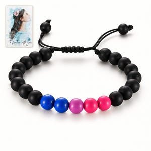 Black Bead Bracelet, catalog view. A personalized digital greeting card is shown alongside.