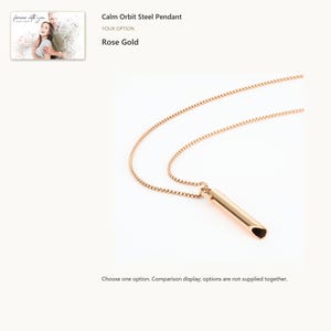 Rose gold tone. Tube Pendant Necklace. A personalized digital greeting card is shown. Select the pictured option when ordering.