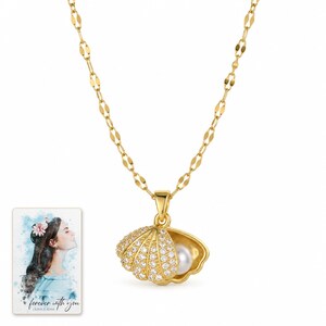 Shell Shaped Necklace, catalog view. A personalized digital greeting card is shown alongside.