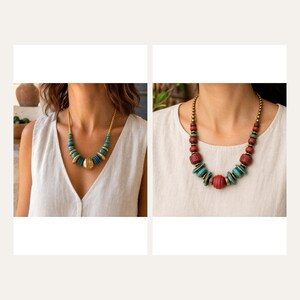 Grått och roséguldtonat pärlhalsband, lager på lager bohemiska smycken 2 piece set