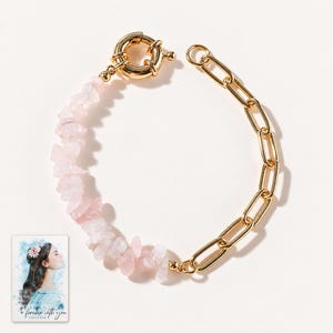 Pink Chip Bead Bracelet, catalog view. A personalized digital greeting card is shown alongside.