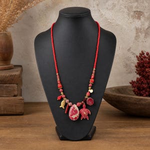 Gray and Brown Statement Beaded Necklace shown individually as a coordinating option for the mix and match necklace set