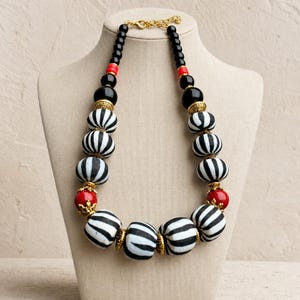 Brown and Bronze Statement Beaded Necklace shown individually as a coordinating option for the mix and match necklace set