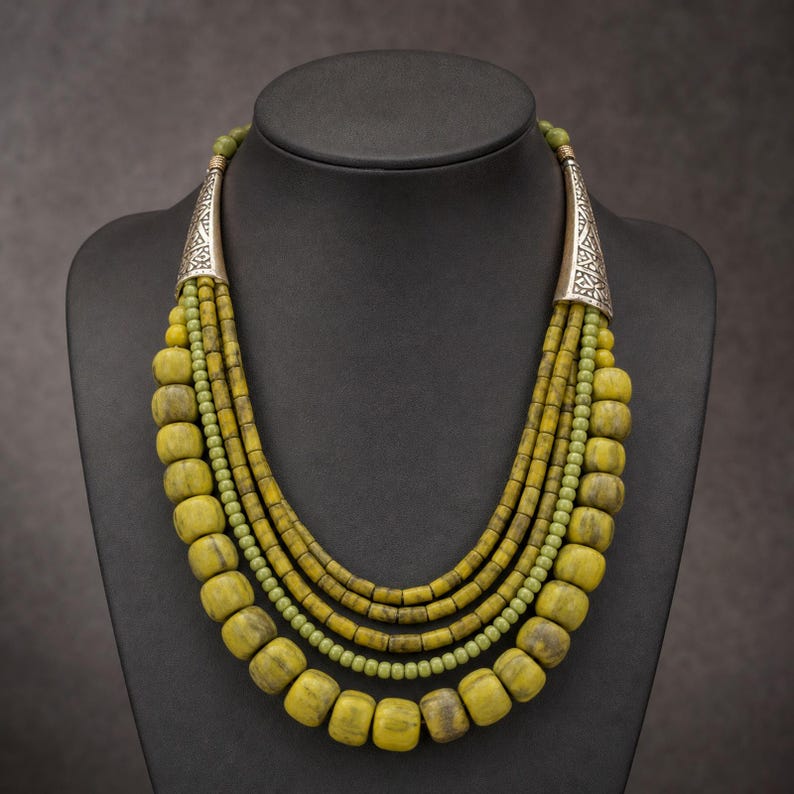 Rose Gold and Brown Statement Beaded Necklace shown individually as a coordinating option for the mix and match necklace set