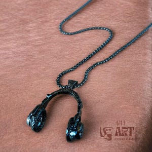 DJ Headphone Necklace: Stainless Steel Music Pendant image 8
