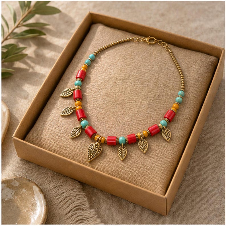 Turquoise Beaded Fish Evil Eye Necklace shown individually as a coordinating option for the mix and match necklace set