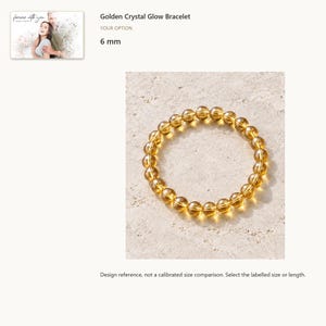 6 mm. Yellow Crystal Bead Stretch Bracelet. A personalized digital greeting card is shown. Select the pictured option when ordering.