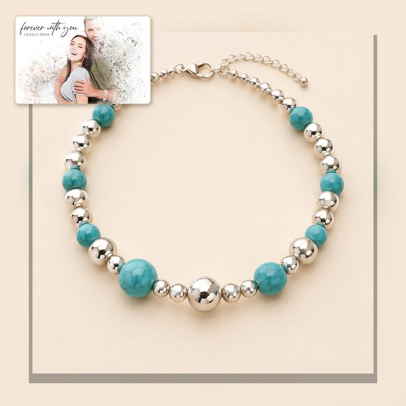 Turquoise Tone Bead Jewelry, linen flatlay view, photo 6.