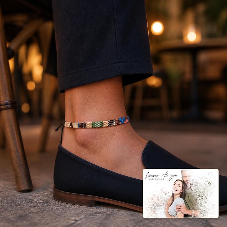 Rainbow Loom Boho Anklet shown in a close macro view highlighting the verified material, texture and construction details.