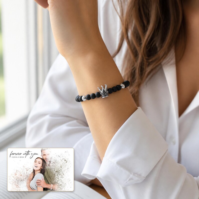 Midnight Crown Bead Bracelet shown as the main Etsy hero photograph with a clear view of the complete design.