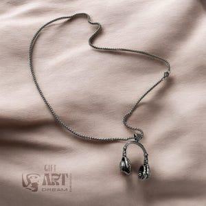 DJ Headphone Necklace: Stainless Steel Music Pendant image 3