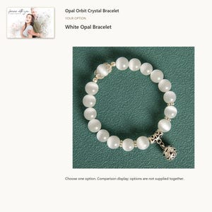 White. Round Bead Charm Bracelet. A personalized digital greeting card is shown. Select the pictured option when ordering.