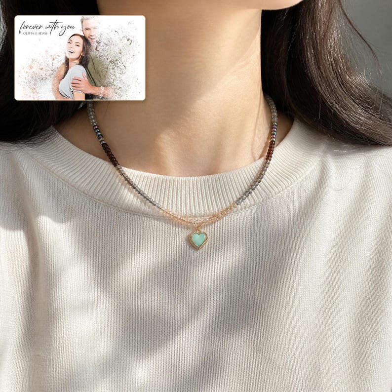 Heart Bead Necklace, worn lifestyle view, photo 5.