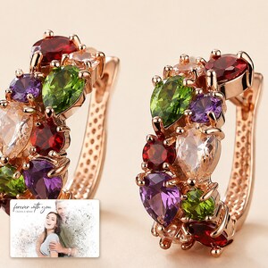 Colorful Hoop and Daisy Stud Earrings, macro detail view, photo 3.