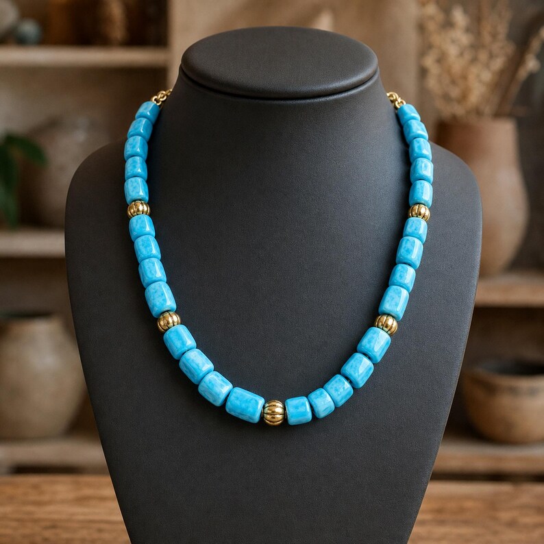 Gray and White Statement Beaded Necklace shown individually as a coordinating option for the mix and match necklace set