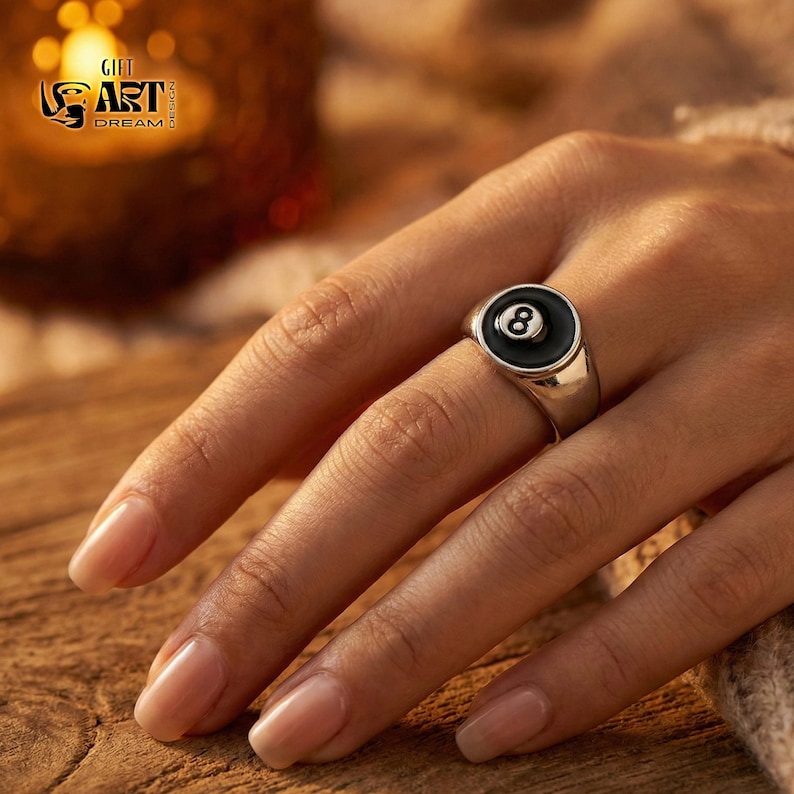 8 Ball Ring, Adjustable Stainless Steel Billiards Band image 16