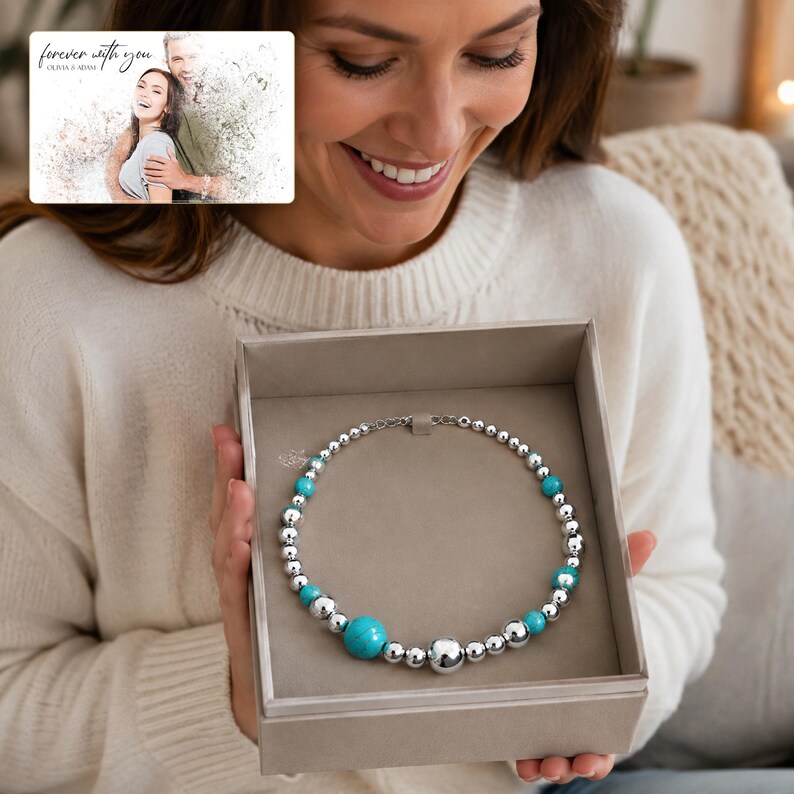 Turquoise Tone Bead Jewelry, gift receiving view, photo 14.