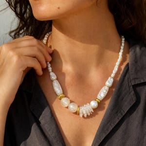 Rose Gold and Silver Statement Beaded Necklace shown individually as a coordinating option for the mix and match necklace set