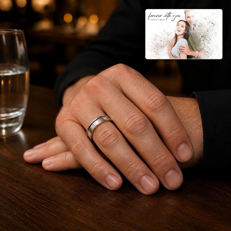 Clear Accent Line Ring styled for an elegant evening look with the product remaining the clear focal point.