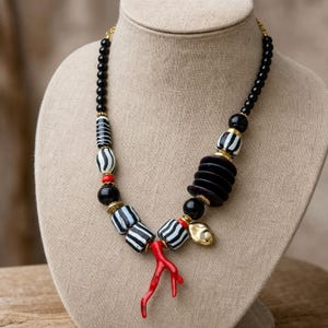 Beige and Silver Statement Beaded Necklace shown individually as a coordinating option for the mix and match necklace set