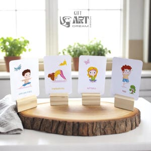 Cartões de ioga para crianças com 12 peças | Posturas de ioga com ícones | Flashcards de movimento e atenção plena | Atividade divertida de ioga para crianças