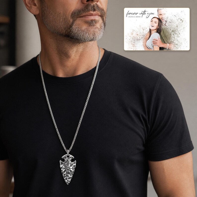 Aegis North Nordic Arrowhead Necklace shown as the main Etsy hero photograph with a clear view of the complete design.