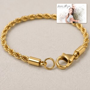 Sunlit Twist Rope Chain Bracelet shown during a warm gift-receiving moment between adults with the exact jewelry visible.