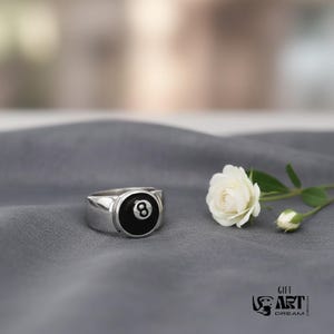8 Ball Ring, Adjustable Stainless Steel Billiards Band image 18