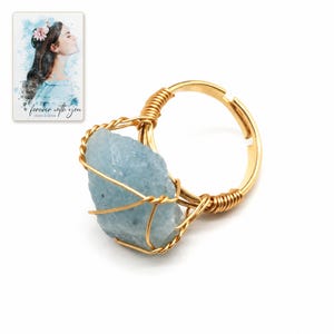 Blue Wire Wrapped Ring, catalog view. A personalized digital greeting card is shown alongside.