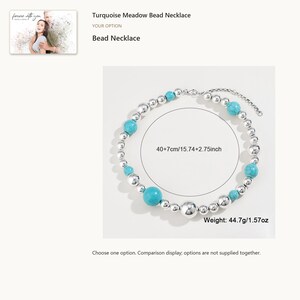 Beaded necklace. Turquoise Tone Bead Jewelry. A personalized digital greeting card is shown. Select the pictured option when ordering.