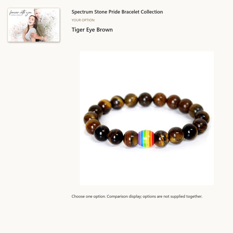 Style 2. Rainbow Bead Pride Bracelet. A personalized digital greeting card is shown. Select the pictured option when ordering.