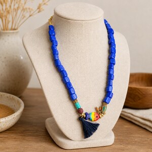 Brown and Silver Statement Beaded Necklace shown individually as a coordinating option for the mix and match necklace set