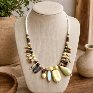 Red and Clear Statement Beaded Necklace shown individually as a coordinating option for the mix and match necklace set