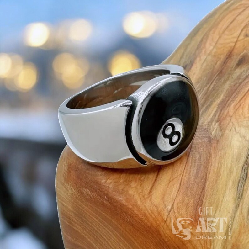 8 Ball Ring, Adjustable Stainless Steel Billiards Band image 5