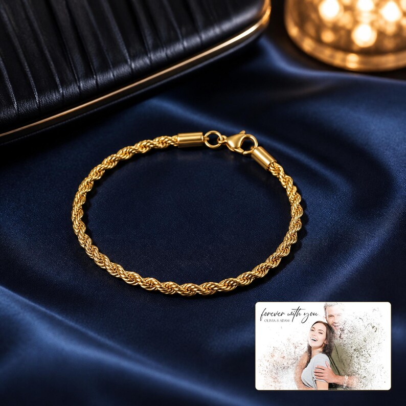 Sunlit Twist Rope Chain Bracelet arranged on soft ivory linen in a refined neutral flat lay.