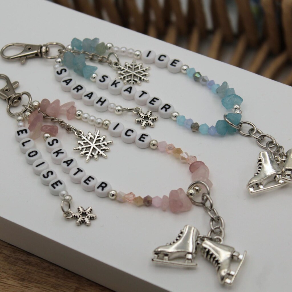 Portachiavi Invernale Con Pattino Da Ghiaccio E Fiocco Di Neve - Regalo Originale In Acciaio Per Donne, Amiche E Colleghe