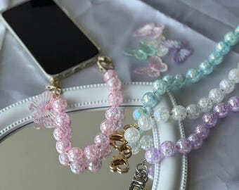 Telefoonbandje met kawaii-kralen | Handgemaakte bedel voor telefoonhoesje