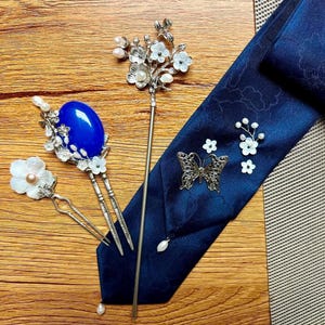Handmade Korean Hair Stick | Elegant Hanbok Hair Accessory| Hair Stick|Silver Pewter Hairpin