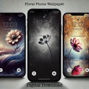 Solo Flower Digitaler Download, Wallpaper, Floral Wallpaper iPhone, Minimalist Smartphone Wallpaper Set, iPhone Ästhetischer Hintergrund