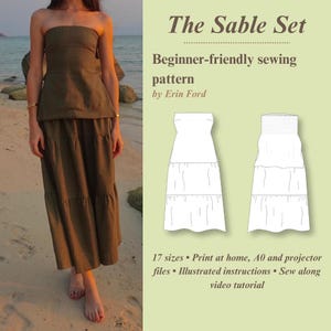 Sable Set Sewing Pattern: Strapless Top + Tiered Skirt (PDF Pattern) no zips or shirring