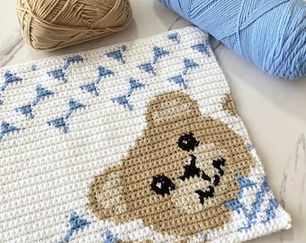 Peek-A-Teddy Tapestry Crochet Pattern | Bear with Bow Tie (PDF)