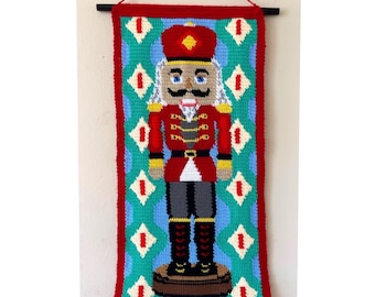 Crochet Pattern | Nutcracker Tapestry | Holiday Christmas Festive Handmade Wall Hanging Decor | Customizable Colors