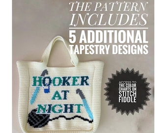 Crochet Bag Pattern | Hooker/Hooked Series (Style 1) Project Tote For Crocheters (Digital Pattern)