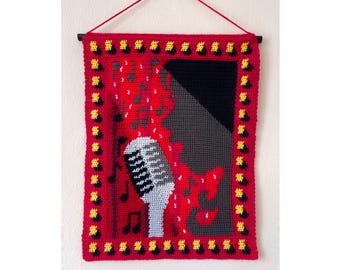 Vintage Retro Singer Tapestry Crochet Pattern| Broadway Music Wall Hanging (Digital Download)