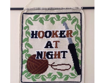 Hooker At Night Wall Hanging | Funny Crochet Pattern | Tapestry Crochet | Wall Hanging Pattern | Crochet Humor | Instant Download | PDF