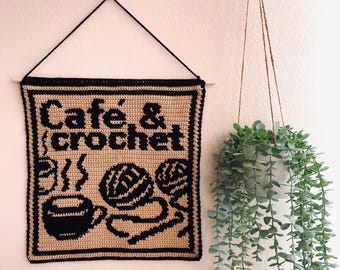 Coffee and Crochet Tapestry Crochet Pattern | Handmade Wall Hanging For Crafters | PDF