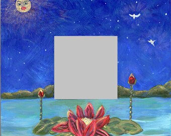 Waterlily Under the Golden Moon Painting/Mirror