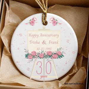 Personalized 30th Anniversary Ornament, Anniversary Keepsake, 30 Years Married Gift for Parents or Friends, Custom 30 Year Ornament