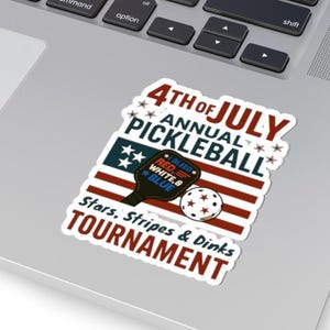 Sticker tournoi de pickleball de l'équipe pour le 4 juillet cadeau pour amateur de pickleball Sticker autocollant pour joueur de pickleball