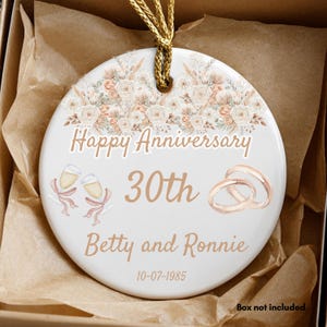 Personalized 30th Anniversary Ornament, Anniversary Keepsake Bauble for Couple, 30 Years Married Gift for Parents, Custom 30 Year Ornament